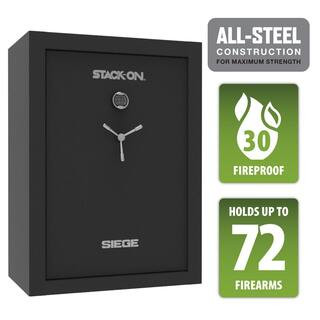 Siege 72-Gun Fireproof with Electronic Lock Gun Safe, Black | The Home Depot