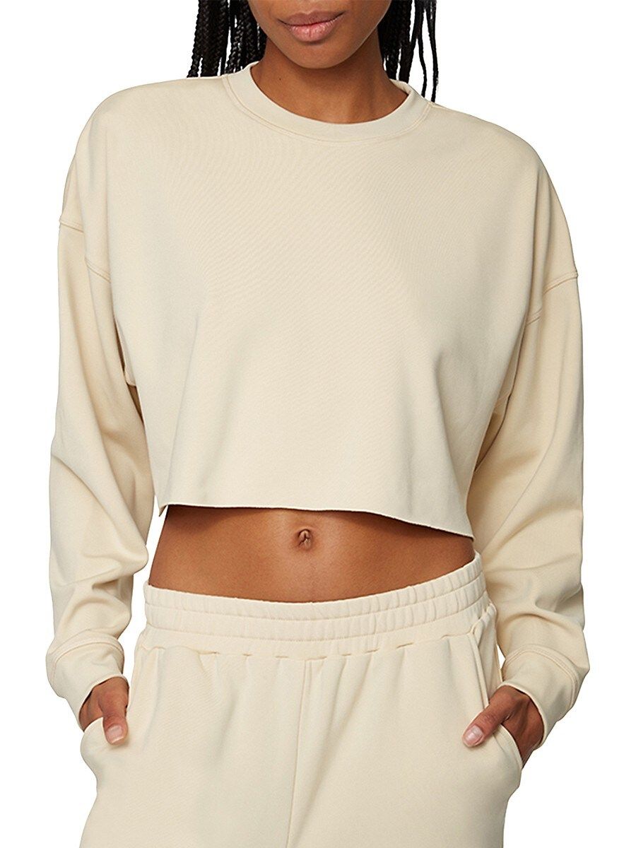 WeWoreWhat Women's Cropped Crewneck Sweatshirt - Khaki - Size S | Saks Fifth Avenue OFF 5TH