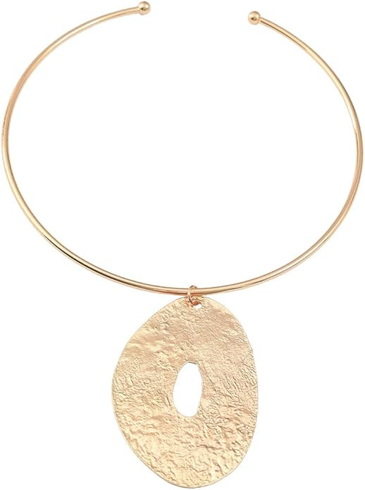 African Jewelry Gold Plated/Silver Choker Necklace for Women Men Unisex,Metal Circle Collar Neckl... | Amazon (US)