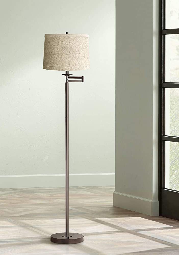360 Lighting Modern Swing Arm Floor Lamp Standing 60 1/2" Tall Bronze Brown Adjustable Natural Li... | Amazon (US)