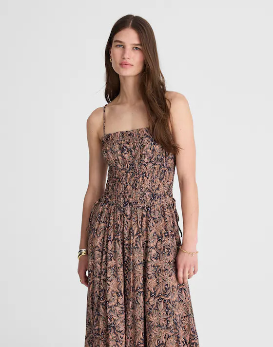 Smocked Bubble-Hem Midi Dress in Paisley | Madewell