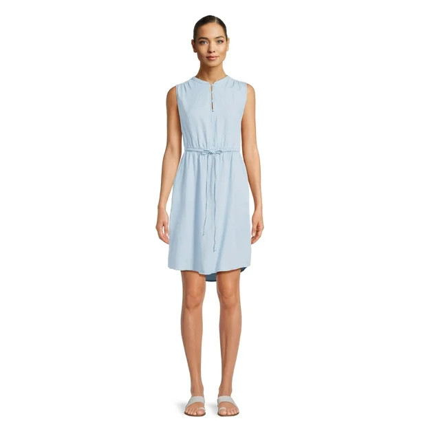 Time and Tru Women's Split Neck Sleeveless Dress, Sizes XS-XXXL | Walmart (US)
