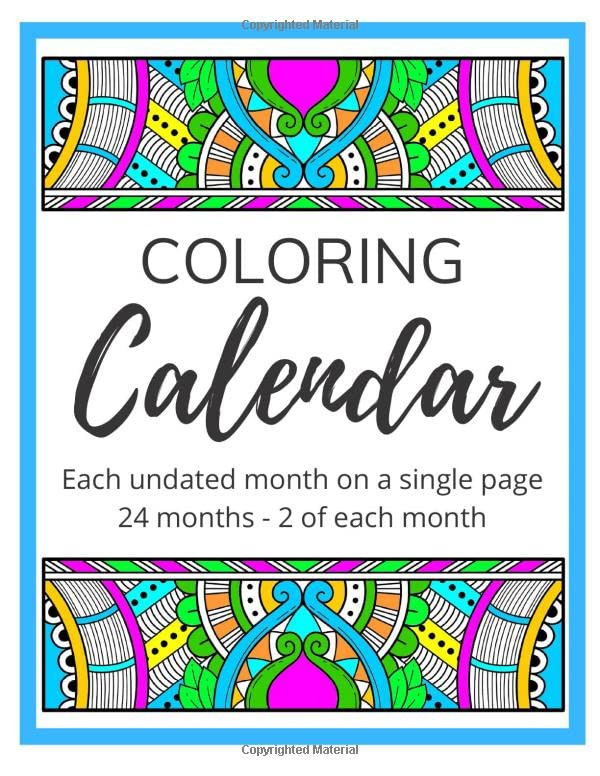 Coloring Calendar: Each undated month on a single page | 24 Months 2 of each month | Undated to u... | Amazon (US)