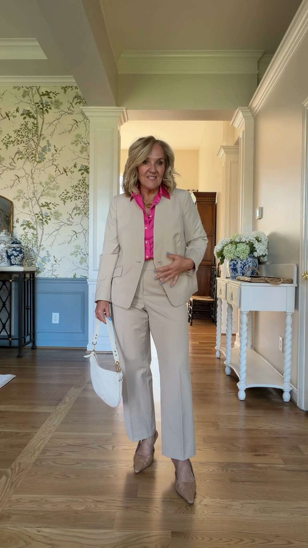 The satin blouse brings color and polish, while the neutral suit creates endless mix-and-match possibilities throughout your trip. 🫶🏻 

 #LTKootd #LTKSeasonal #LTKSaleAlert
