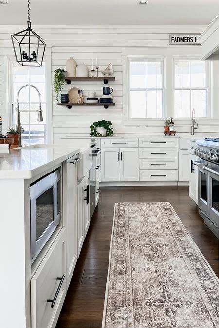 Kitchen design open shelving shelves shelf styling washable runner from ruggable Sarah hazel dishes dinnerware two tone plates and bowls vase set candlesticks countertop accessories and accents home decor modern farmhouse style living 

#LTKFind #LTKstyletip #LTKhome