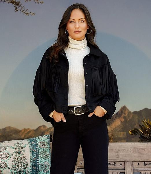 Faux Suede Fringe Jacket | Karen Kane