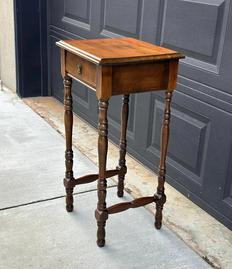Antique Late 1800's Solid Wood Single Drawer Cherry Side Table - Etsy | Etsy (US)