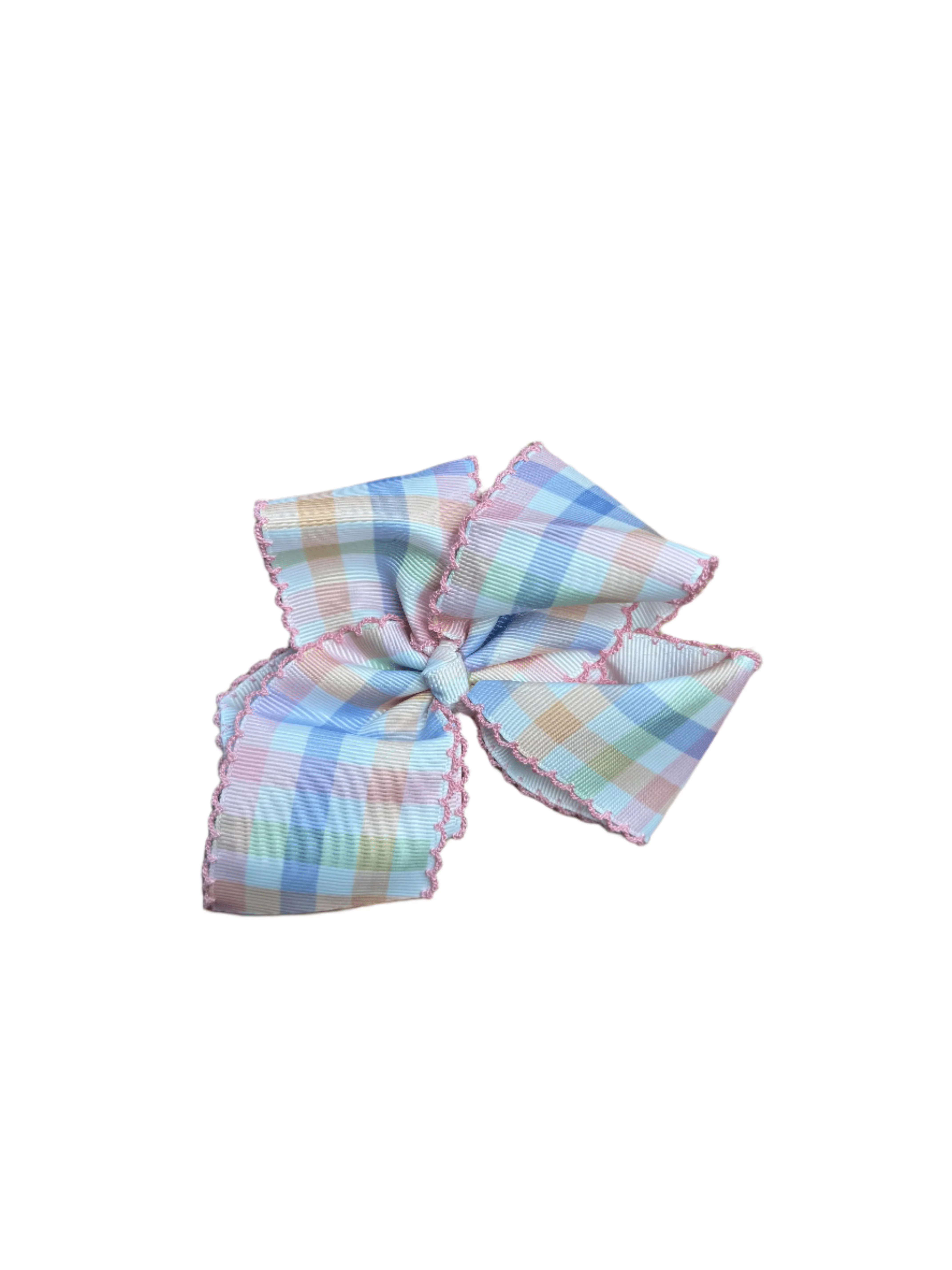 Scalloped Pastel Gingham Bow | The Smocked Flamingo