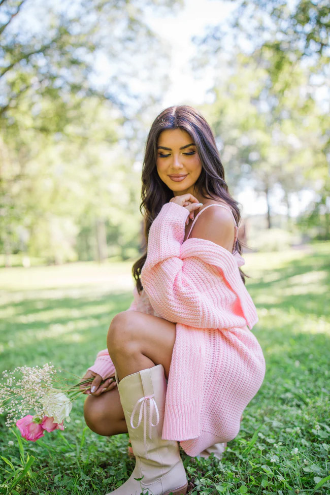 All In Theory Pink Oversized Cardigan | Pink Lily