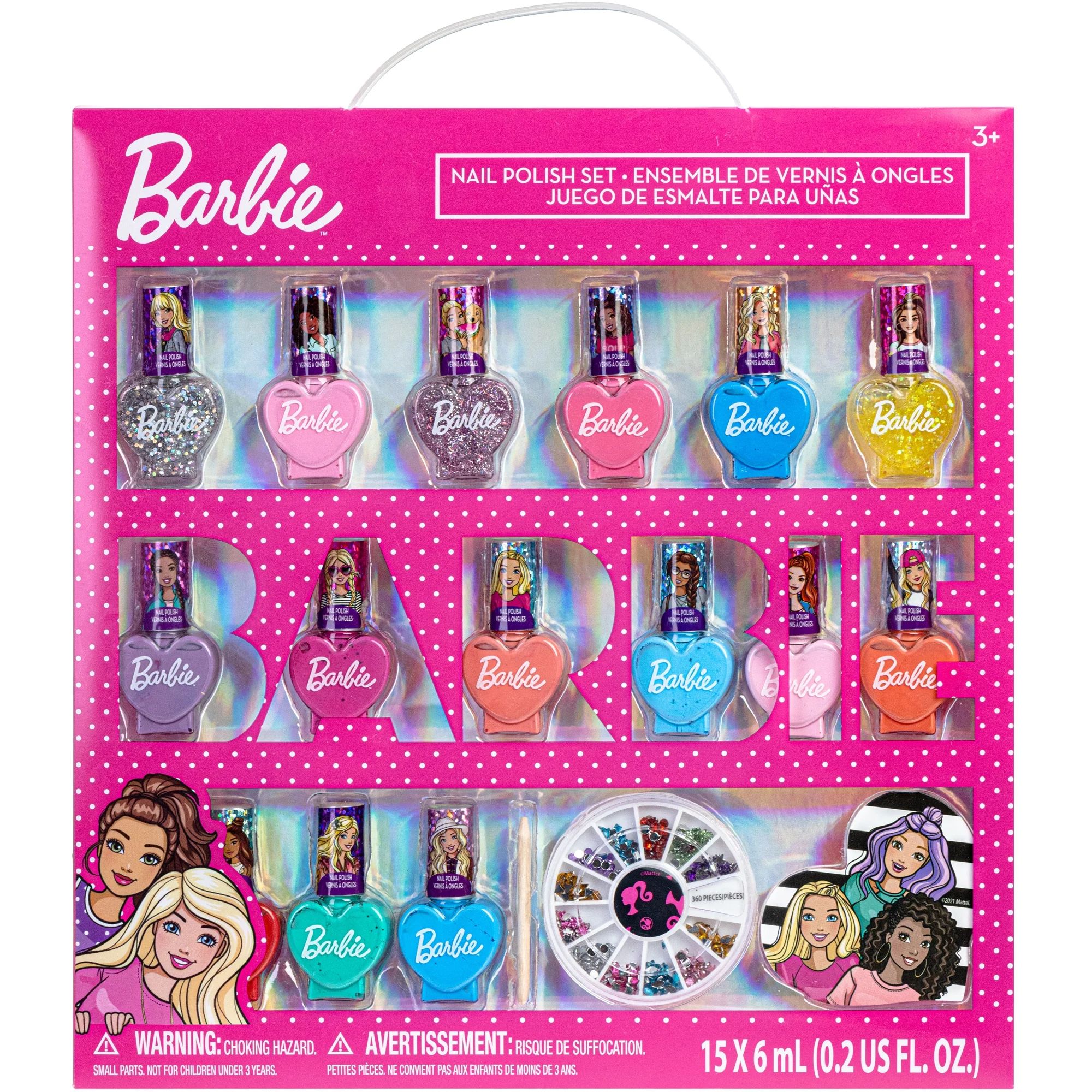 Barbie-18 Pcs Non-Toxic Water-Based Peelable Quick-Dry Kids Nail Polish Set for Girl Ages 3+ | Walmart (US)