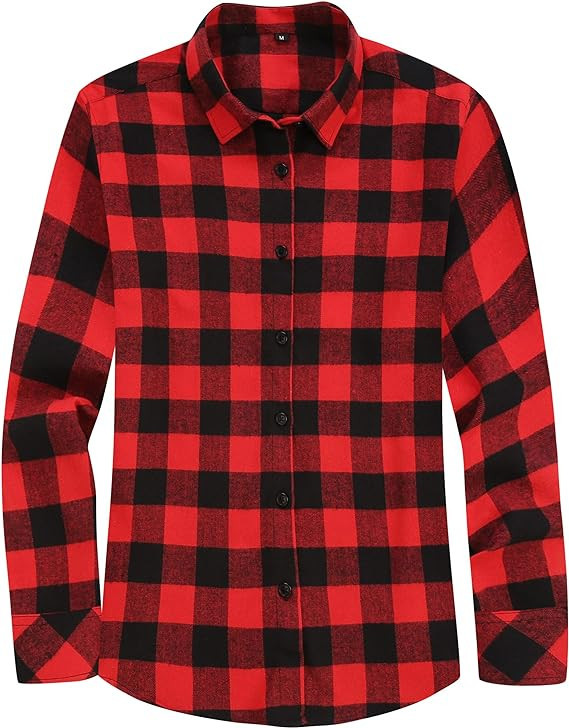 Souactimuy Womens Flannel Shirt Long Sleeve Casual Plaid Regular Fit Button Down | Amazon (US)