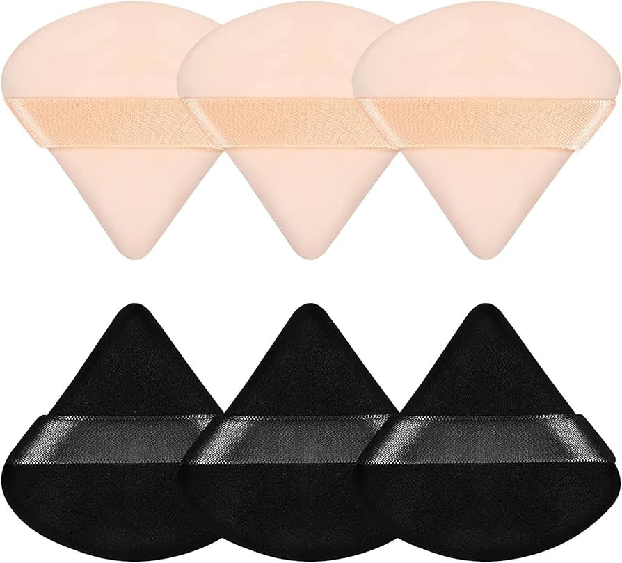 Pimoys 6 Pieces Powder Puff Face Triangle Makeup Sponge Soft Velour Puffs for Loose Powder Settin... | Amazon (US)