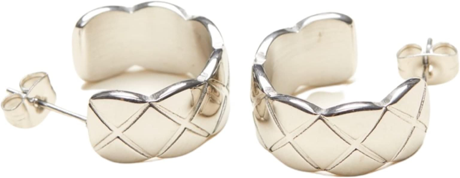 18K Gold Plated Crush Hoop Earrings, Gold Hoops, Women Jewelry, Minimalist Classy Quilted Vintage... | Amazon (US)