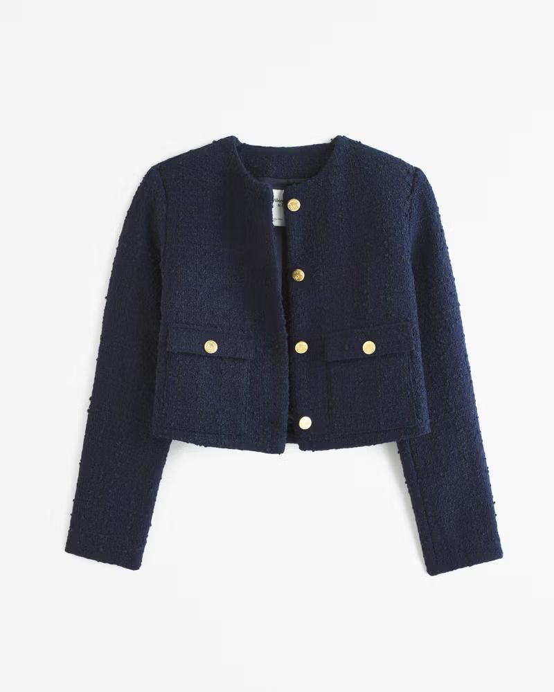 Collarless Tweed Jacket | Abercrombie & Fitch (US)