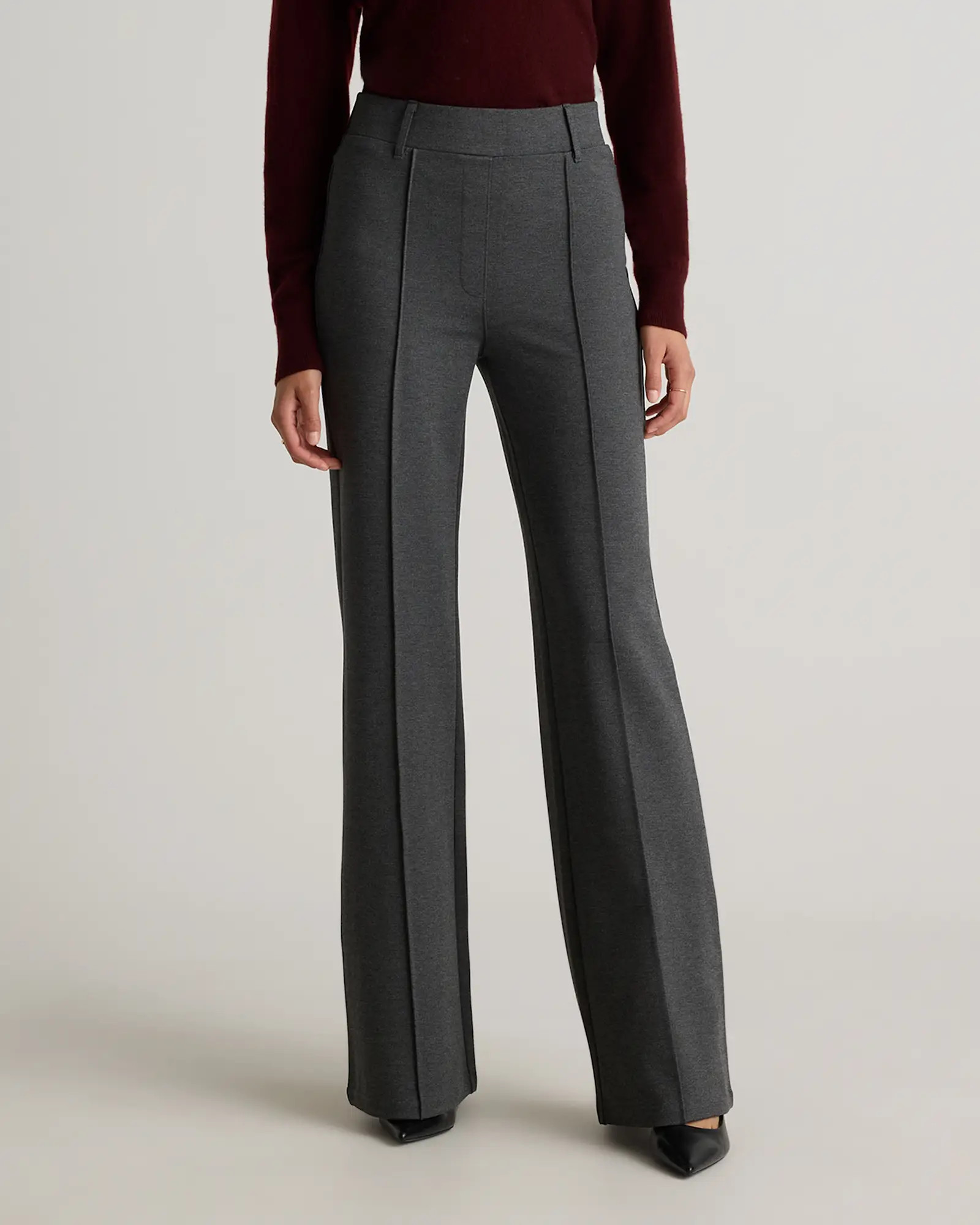 Ultra-Stretch Ponte Flare Leg Pants in Charcoal | Quince