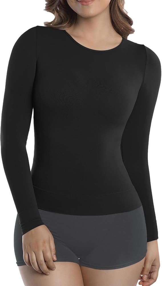 +MD Womens Compression Slimming Shirts and Undershirts for Tummy Waist and Bust Long Sleeves Ther... | Amazon (US)