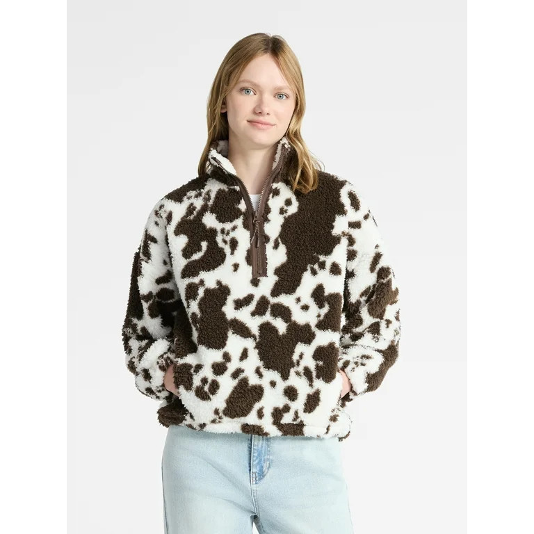 No Boundaries Plush Half-Zip Pullover, Women's | Walmart (US)