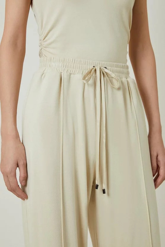 Jersey Wide Leg Jersey Trousers | Karen Millen UK + IE + DE + NL