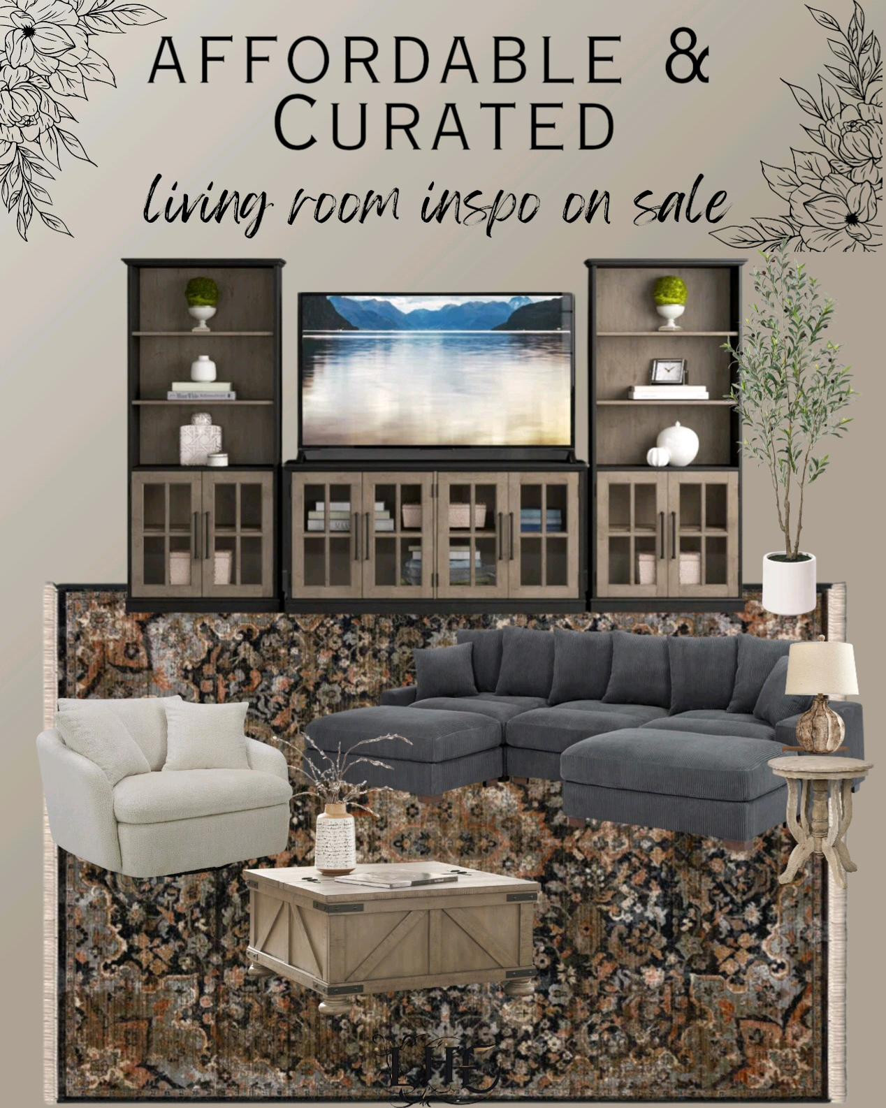 I'm obsessed with this look! Rustic with a little vintage and a touch of modern...👌 and these finds are on sale for cyber week! Shop by clicking the thumbnails below👇. . . Living room furniture,affordable living room furniture, affordable living room, swivel chair, couch, living room couch, sectional couch, accent table, side table, olive tree, living room decor, coffee table, coffee table with storage, farmhouse living room, modern farmhouse living room, rustic living room, l shaped couch, corduroy couch, vintage rug, farmhouse rug, wayfair, living room chair, cozy chair, neutral home decor, neutral living room, affordable couch, entertainment center, living room tv stand, large entertainment center, living room entertainment center, bookshelf, bookshelves, curated living room 

#LTKSaleAlert #LTKHome #LTKStyleTip