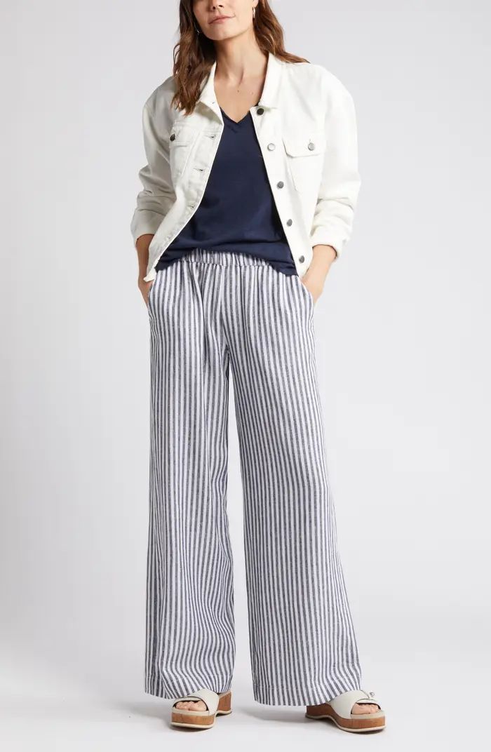 Stripe Wide Leg Linen Blend Pants | Nordstrom