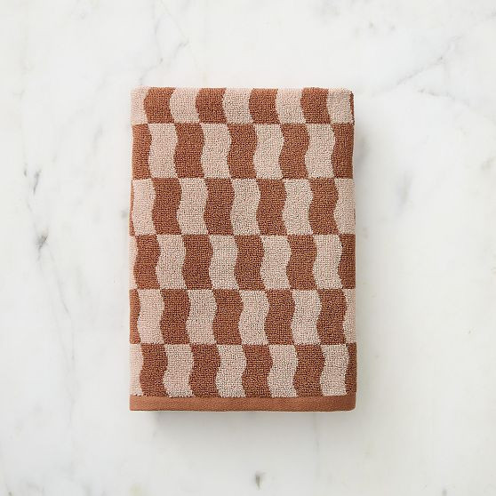 Wavy Blocks Bath Towel, Copper | West Elm (US)