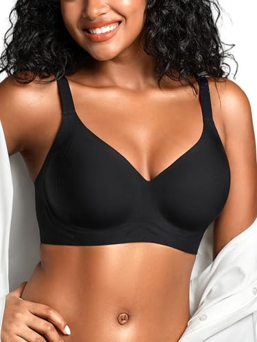 Cuteio Jelly Bras for Women with Support - S-3XL Wireless Seamless No Underwire Bra Full Coverage Comfortable T-Shirt Bralette Black | Amazon (US)
