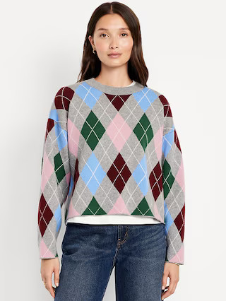 SoSoft Cropped Argyle Sweater | Old Navy (US)
