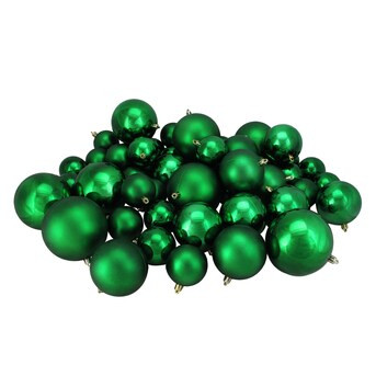 Northlight 50-Pack Green Ball Indoor Ornament Set Shatterproof | Lowe's