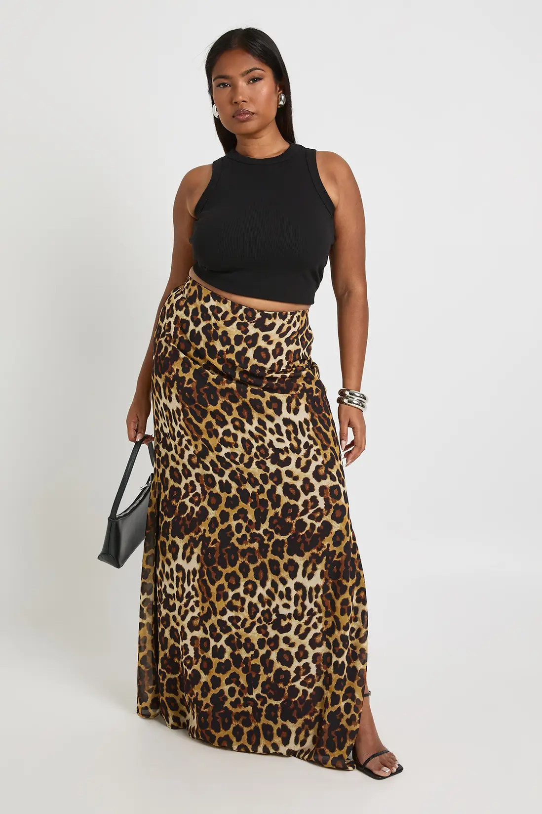 boohoo Plus Leopard Print Woven Maxi Skirt | PrettyLittleThing US