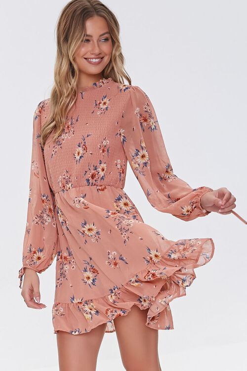 Floral Print Smocked Chiffon Dress | Forever 21 (US)