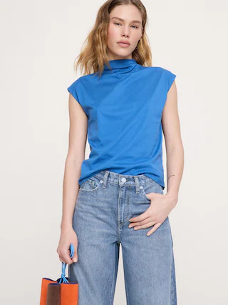 Silky Cotton Mock-Neck Top | Banana Republic (US)