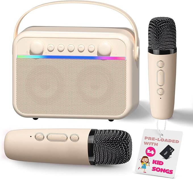 Karaoke Machine for Kids Adults, Portable Bluetooth Speaker with Wireless Microphone, 24 Pre-Load... | Amazon (US)