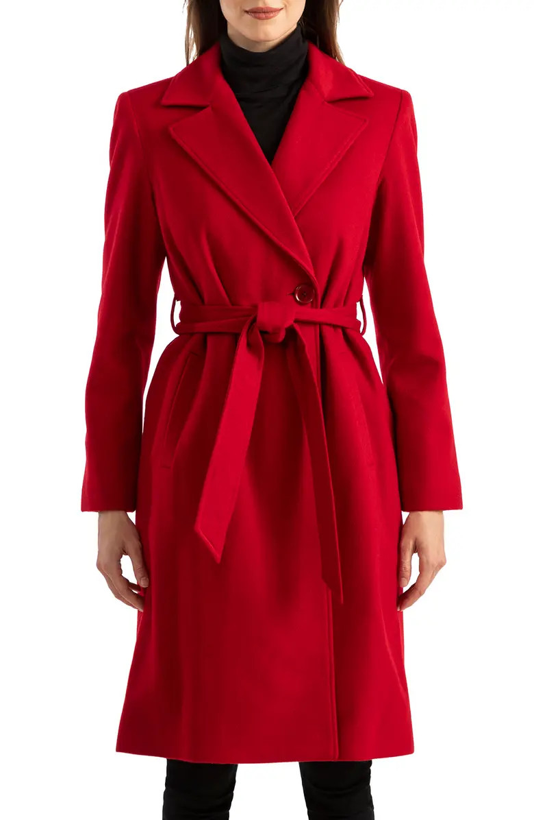 Belted Notch Collar Wool & Cashmere Blend Coat | Nordstrom Rack