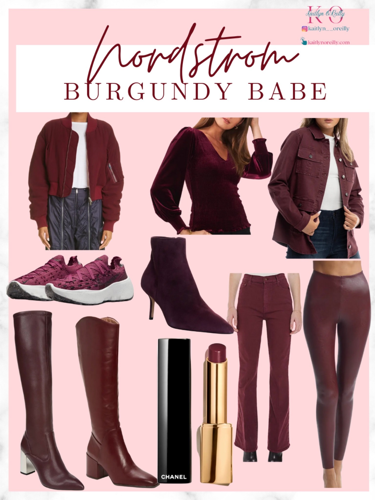 Burgundy Nordstrom favorites! 
Cute fall outfits and outfits staples , shackets , tall boots , lipstick and beauty must haves , ankle boots, velvet tops , bomber jackets , leather boots and flare pants

fall outfit , winter outfit , fall , winter , nordstrom , Nordstrom finds , Nordstrom sale , sale , wedding guest dress , fall dress , maxi dress , bodysuit , boots , lug sole boots , platform boots , chelsea. lots , jacket , duster , cardigan , necklace , gold jewelry , mama jewelry , clutch bag , designer handbag , lug sole boots , tall boots , leather pants , luxury handbag , designer , luxury  #LTKbeauy  

#LTKstyletip #LTKSeasonal #LTKshoecrush #LTKitbag #LTKU #LTKunder100 #LTKunder50 #LTKcurves #LTKsalealert #LTKfit #LTKtravel #LTKshoecrush #LTKcurves
