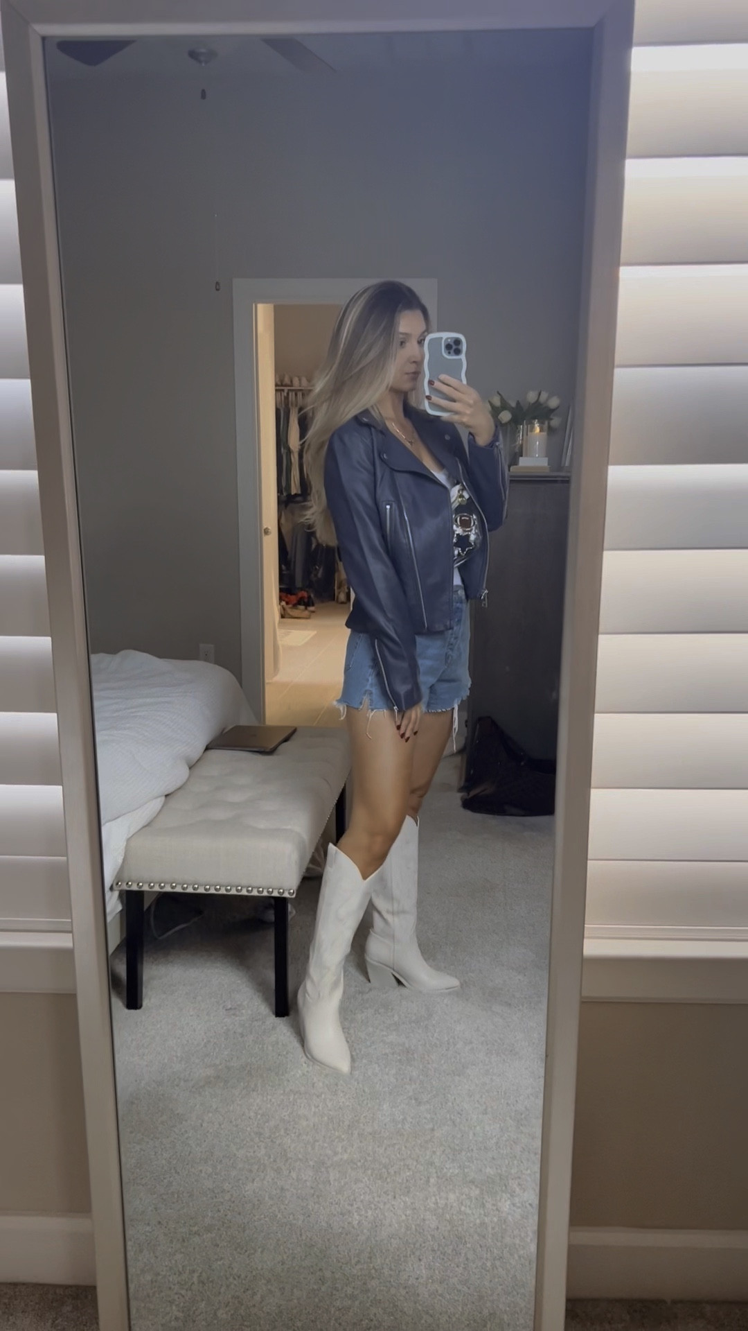 NFL game day outfit 💙🏈 go Texans!  Leather jacket comes in every NFL team color 

#LTKSeasonal #LTKstyletip #LTKHolidaySale