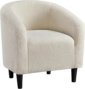 Yaheetech Accent Barrel Chair, Faux Fur Club Chair, Furry Sherpa Elegant and Cozy, Soft Padded Ar... | Amazon (US)