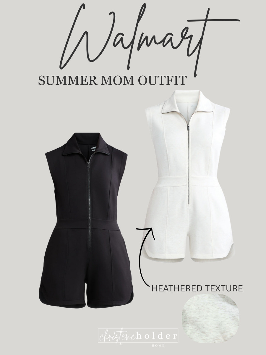 This Walmart romper is such an easy summer mom outfit. It’s comfy, has a sporty vibe, and looks way more expensive than it is. I grabbed the heathered cream for everyday errands and the black for something a little more polished. 🙌🏼

Linked both—under $25 and so cute with sneakers or slides! 

 #LTKSummerEdit #LTKSeasonal #LTKFindsUnder50