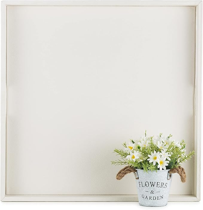 Hanobe Square Large Ottoman Tray: Extra Large White Serving Tray for Ottomans Big Leather Decorat... | Amazon (US)