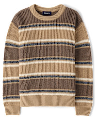 Boys Striped Chunky Sweater - tan | The Children's Place