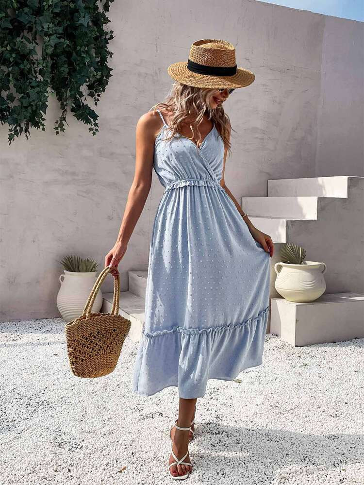 Swiss Dot Frill Trim Cami Dress | SHEIN