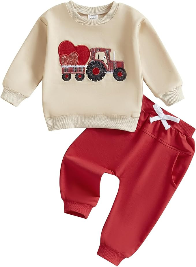 FYBITBO Infant Toddler Baby Boys Fall Clothes Long Sleeve Shirts Tops and Pants Farm Tractor Outf... | Amazon (US)