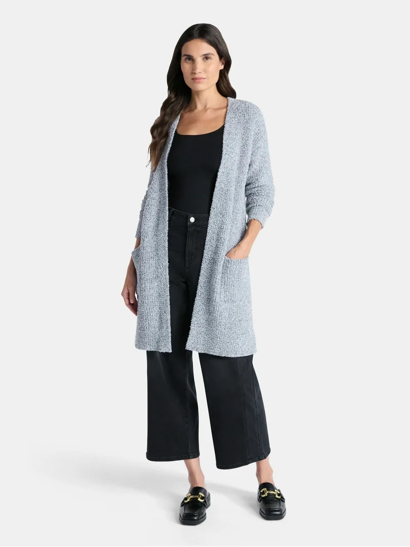 Time and Tru Women’s and Women’s Plus Super Soft Longline Cardigan Sweater, Lightweight, Size... | Walmart (US)