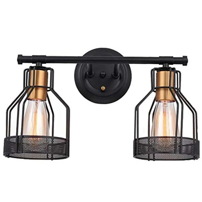 2 light vanity industrial cage wall sconce light | Bed Bath & Beyond