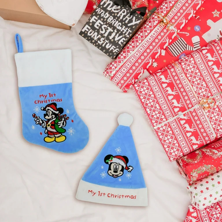Mickey Mouse ,Baby's First Christmas 8 inch Mini Satin Stocking, by Ruz | Walmart (US)