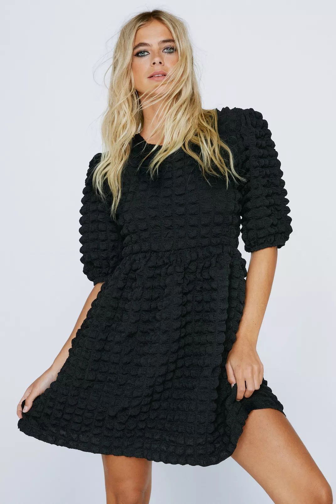 Textured Mini Baby Doll Dress | Nasty Gal (US)