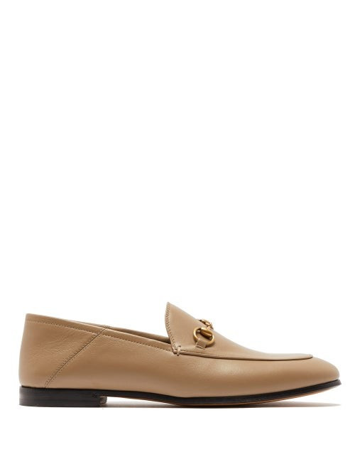 Gucci - Brixton Collapsible-heel Leather Loafers - Womens - Beige | Matches (US)