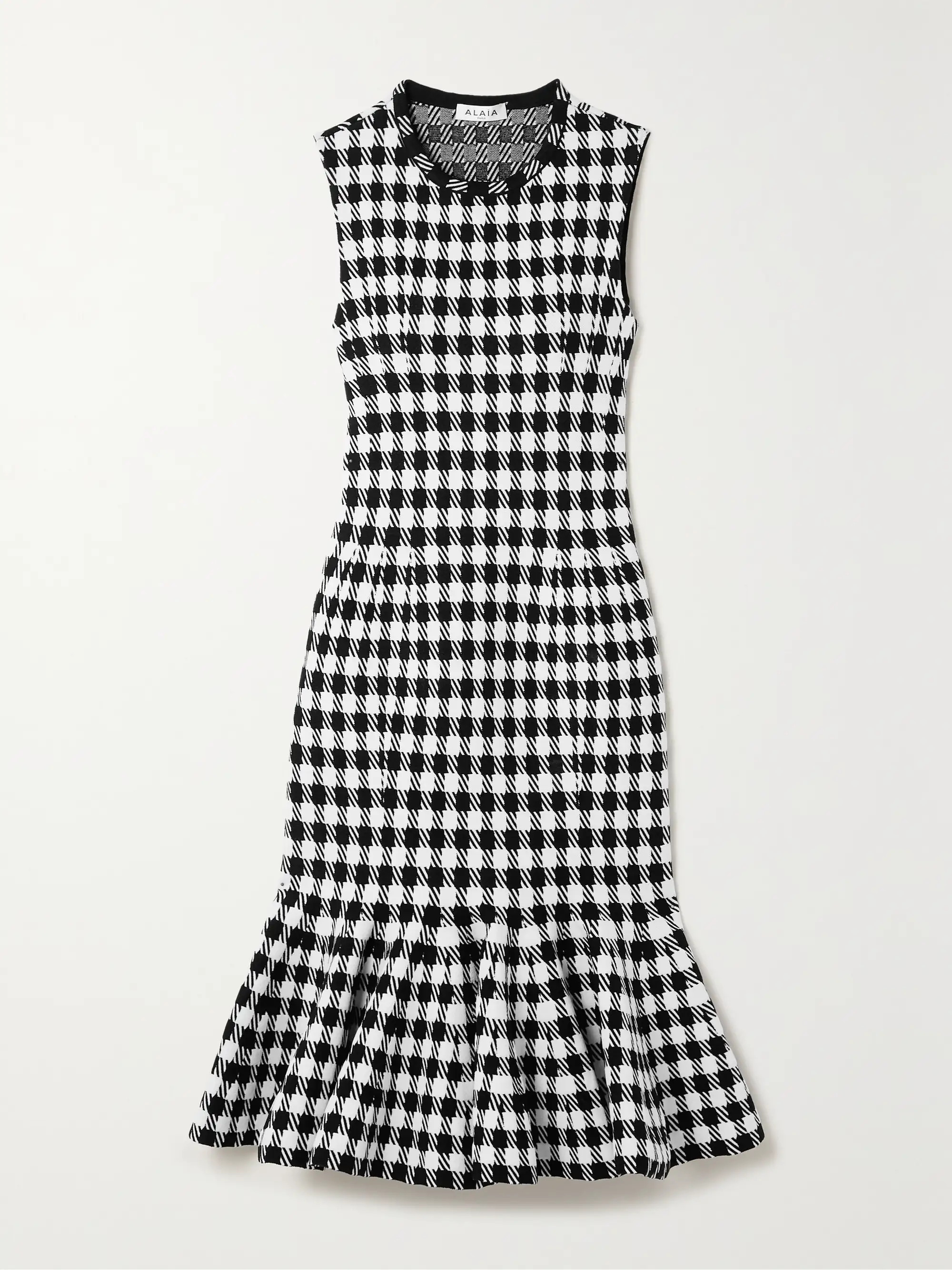 Ruffled houndstooth woven midi dress | NET-A-PORTER (UK & EU)