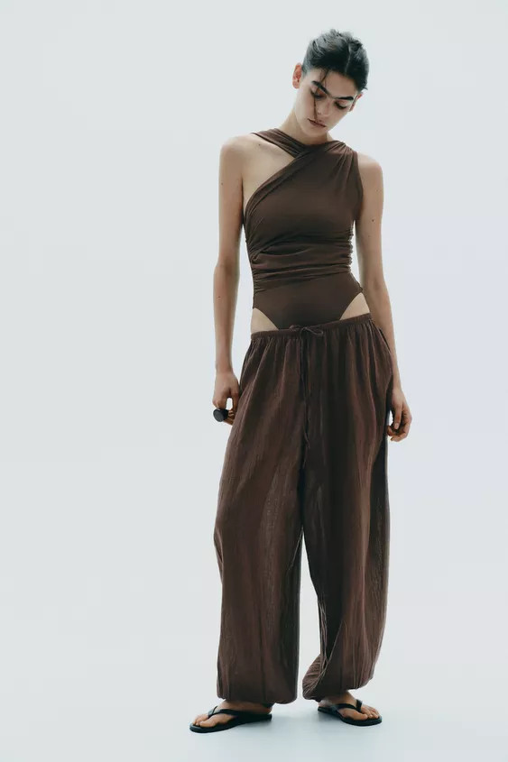 DRAPED ASYMMETRIC TULLE BODYSUIT | Zara US