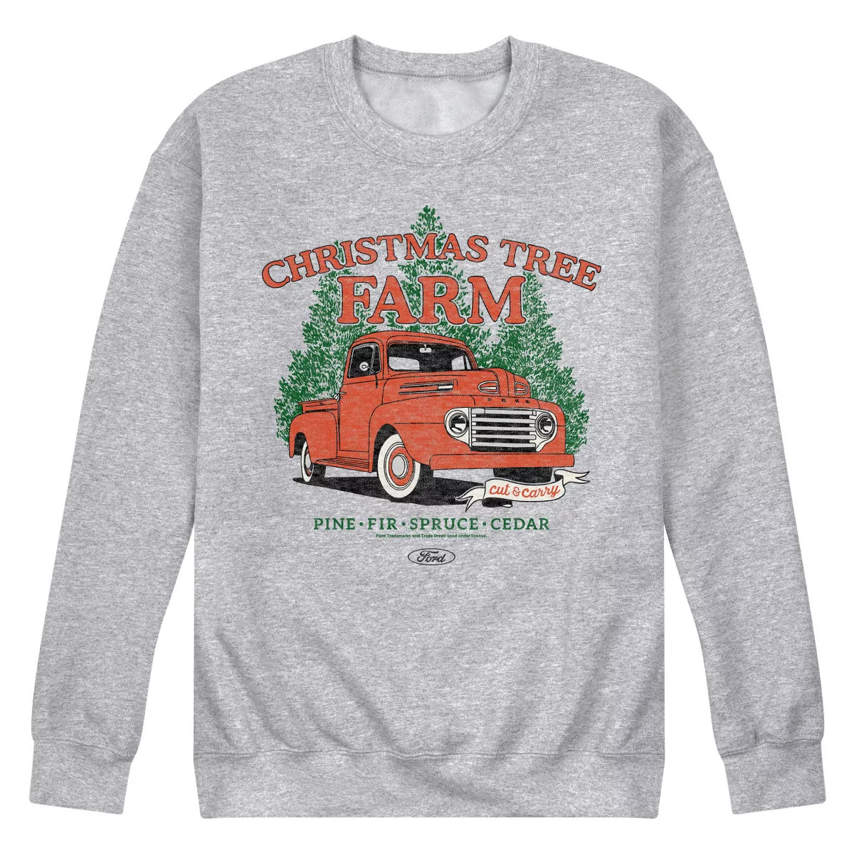 Men's - Ford - 1949 Ford F3 Christmas Tree Farm Graphic Fleece Sweatshirt | Target