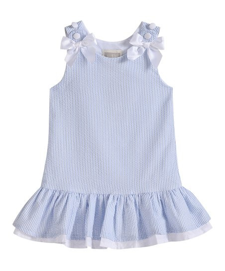 Lil Cactus Light Blue Seersucker Ruffle Sleeveless Dress - Infant | Zulily